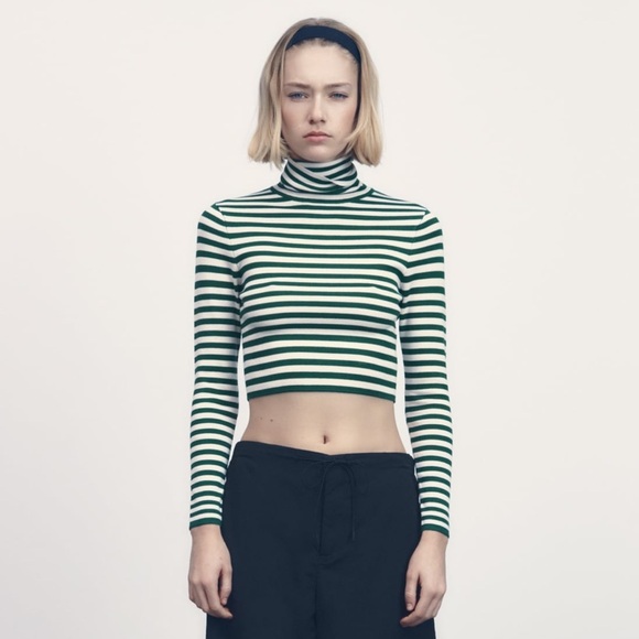 Zara Crop Knit Turtleneck Sweater Size L - Picture 1 of 1